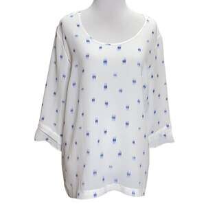 41 Hawthorn Blue and White Blouse Medium